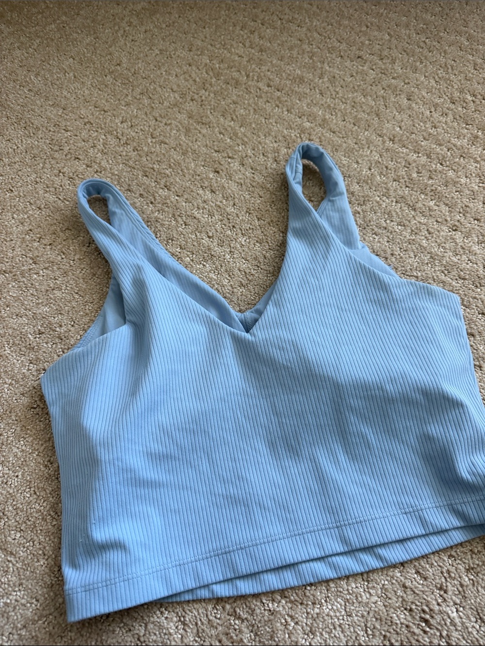 Athleta Light Blue Ribbed V-Neck Cropped Tank
